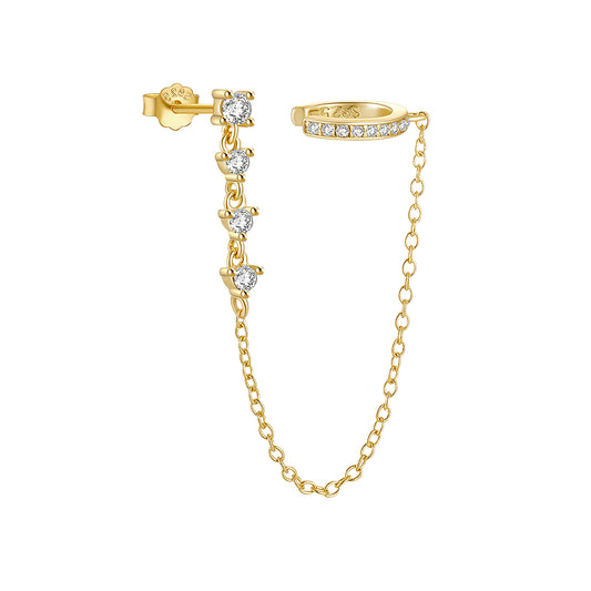 Crystal Studded Chain Cuff Earring