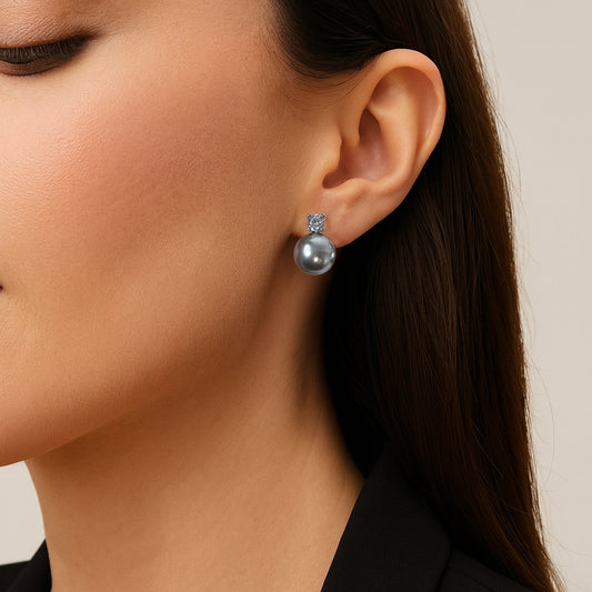 Grey Pearl Stud Earrings