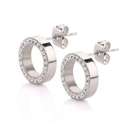 Crystal Studded Titanium Earrings