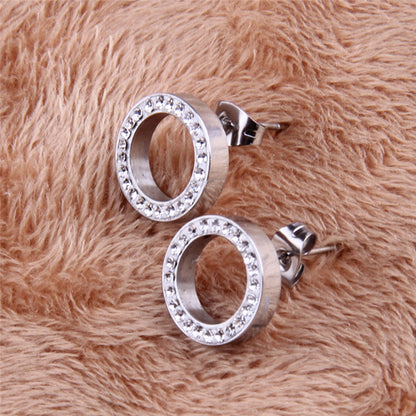 Crystal Studded Titanium Earrings