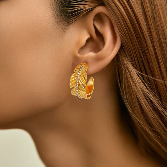 Studded Feather Earrings