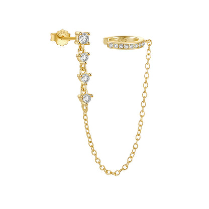 Crystal Studded Chain Cuff Earring
