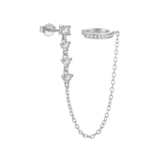 Crystal Studded Chain Cuff Earring