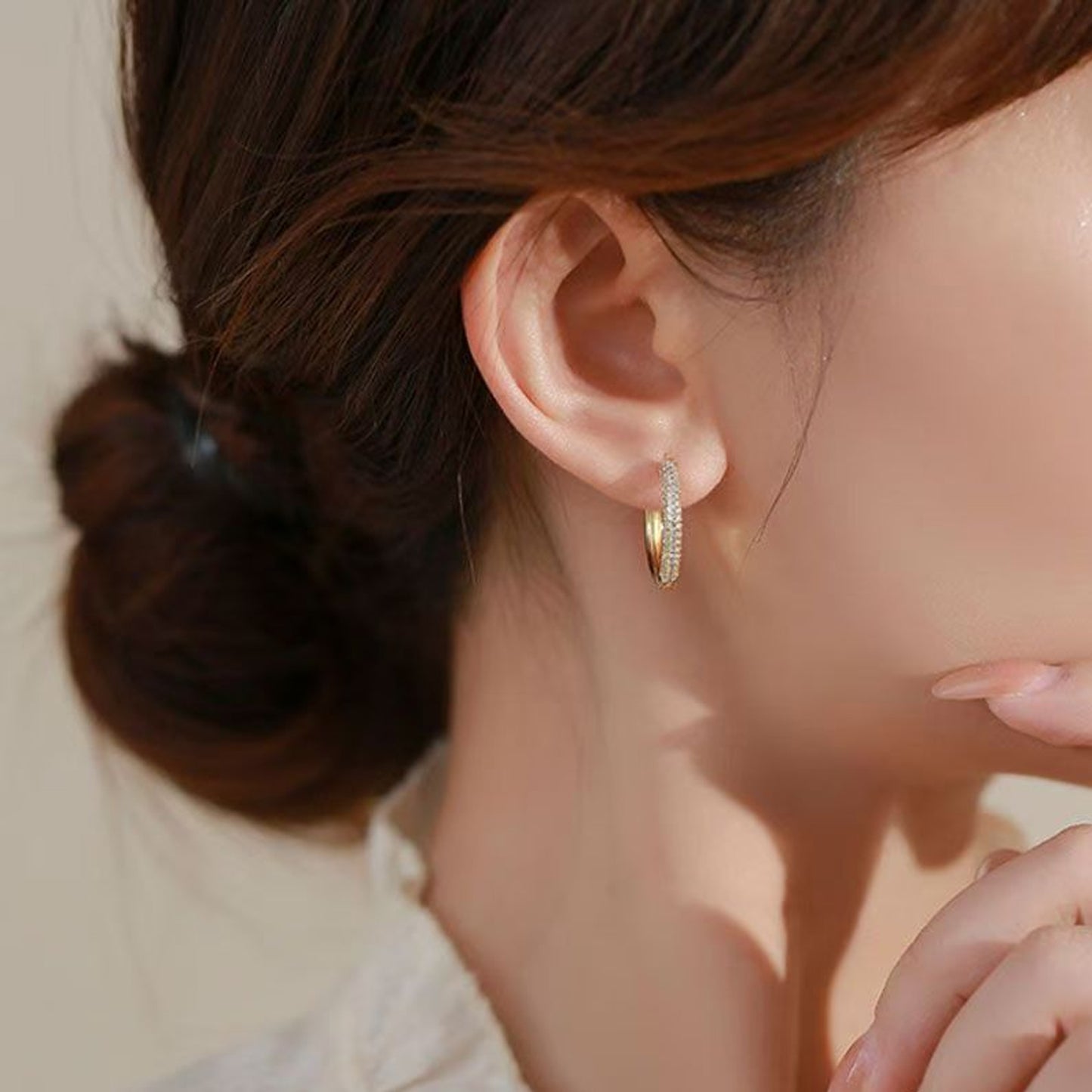 Crystal Studded Hoop Earrings