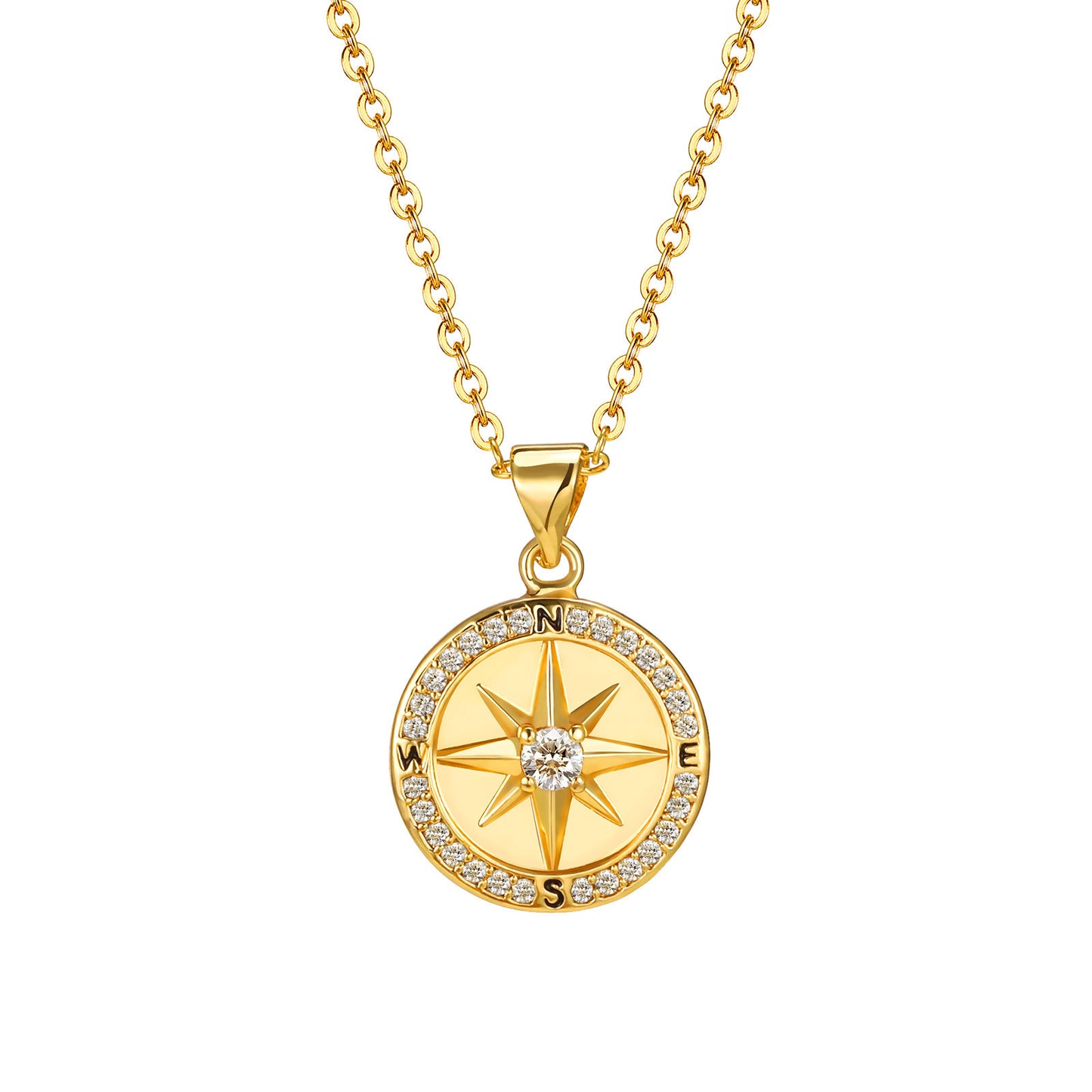 Gold Compass Pendant Necklace