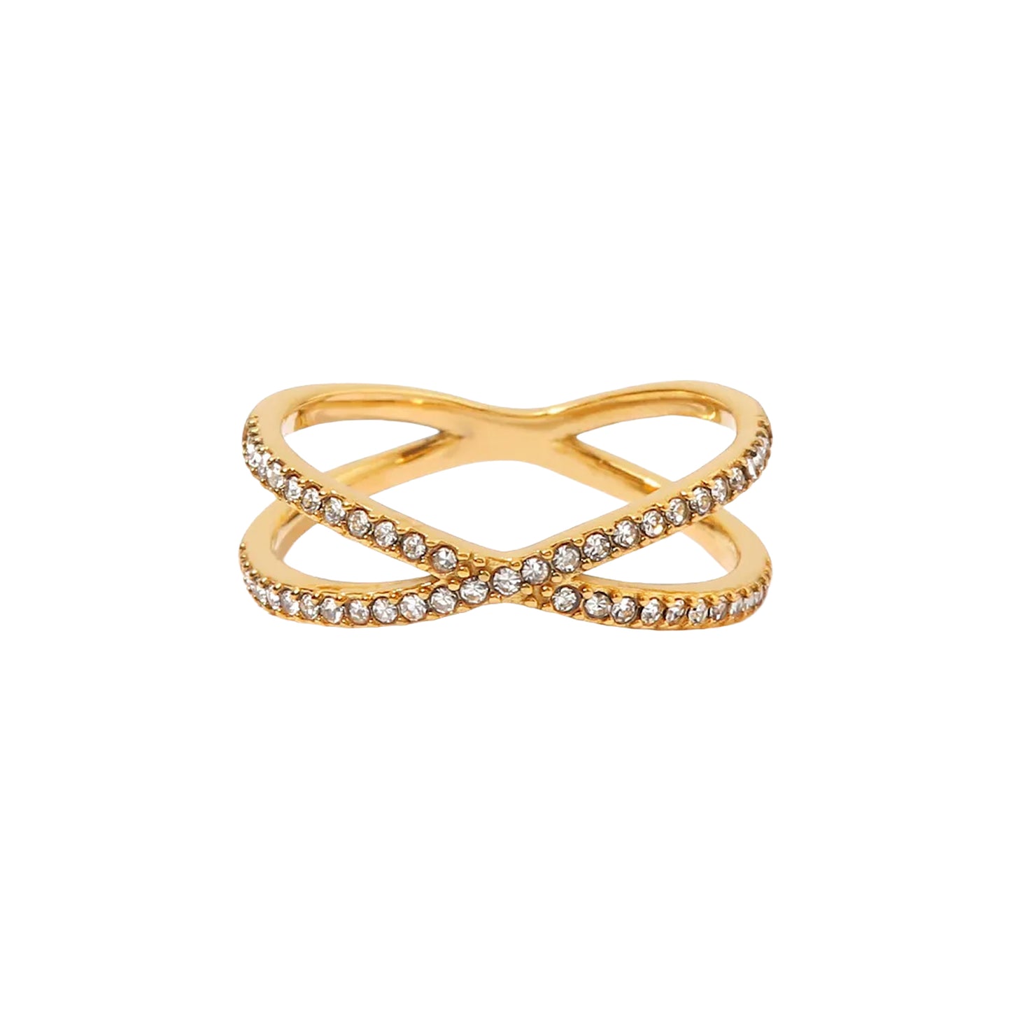 Gold Crystal Cross Ring
