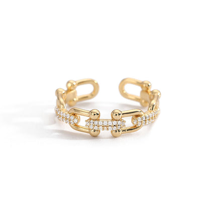 Horseshoe Link Studded Ring