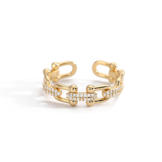 Horseshoe Link Studded Ring
