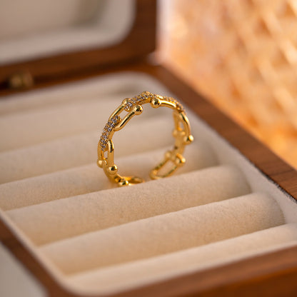 Horseshoe Link Studded Ring