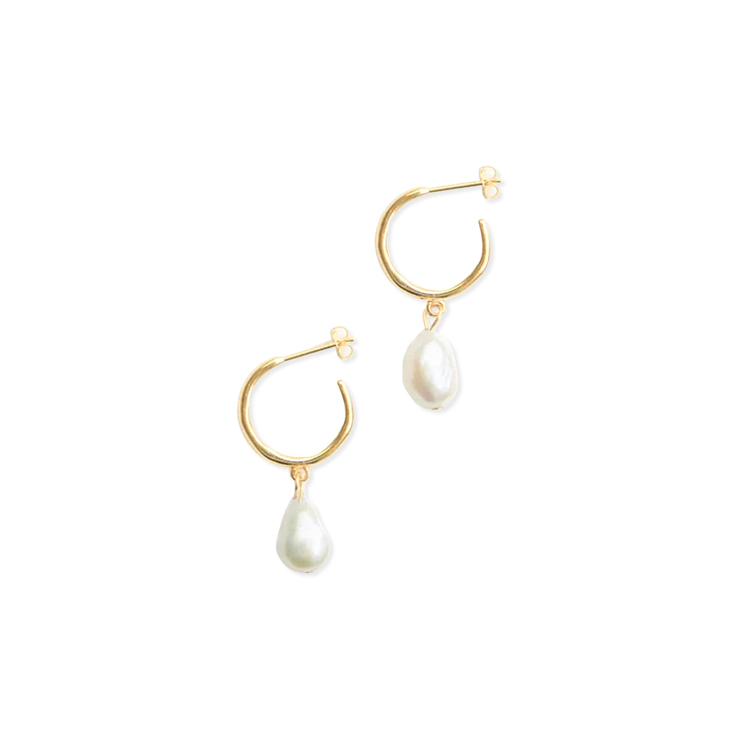 Pearl Pendant Hoop Earrings