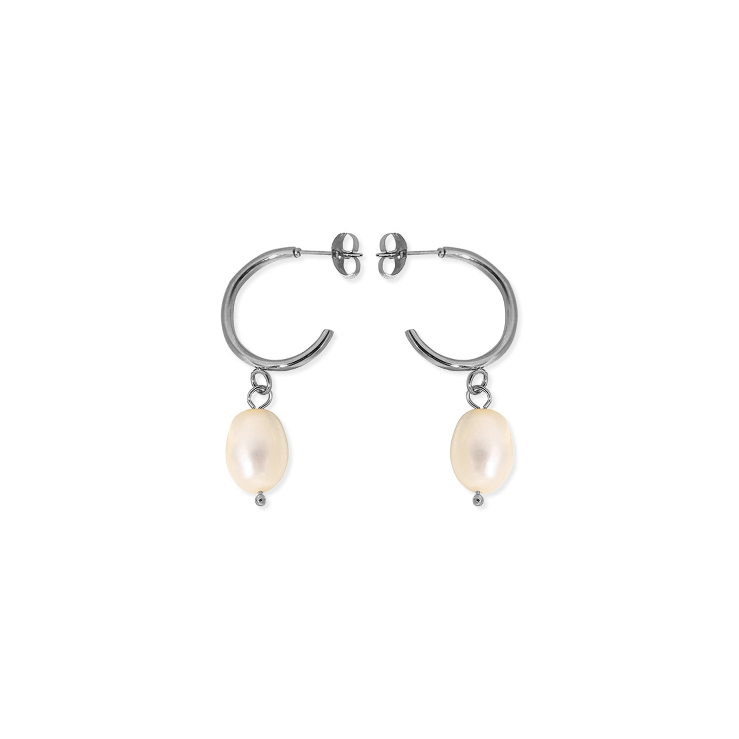 Pearl Pendant Hoop Earrings