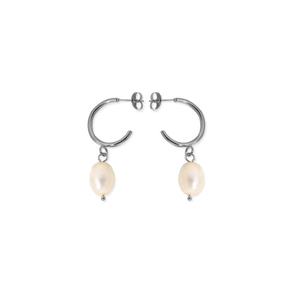 Pearl Pendant Hoop Earrings
