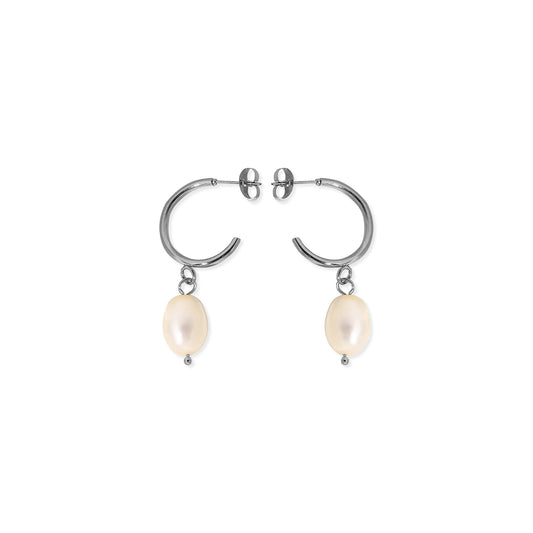 Pearl Pendant Hoop Earrings