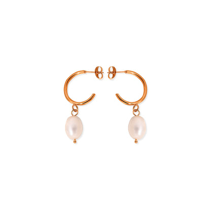 Pearl Pendant Hoop Earrings