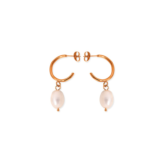 Pearl Pendant Hoop Earrings