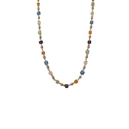 Rainbow Rhinestone Choker Necklace